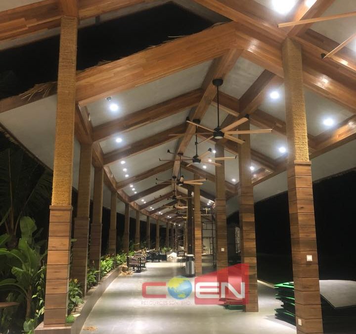 Forest City Golf Driving Range – Balau Solid Timber Installation to Beam